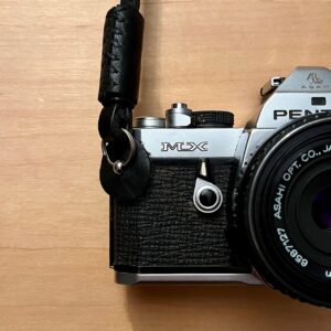 Black leather camera strap